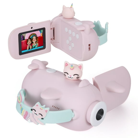 Vivitar Kidztech Camcorder for Kids, Pink Kitticorn Digital Video Camera, Digital Zoom, Micro SD, Single Pack
