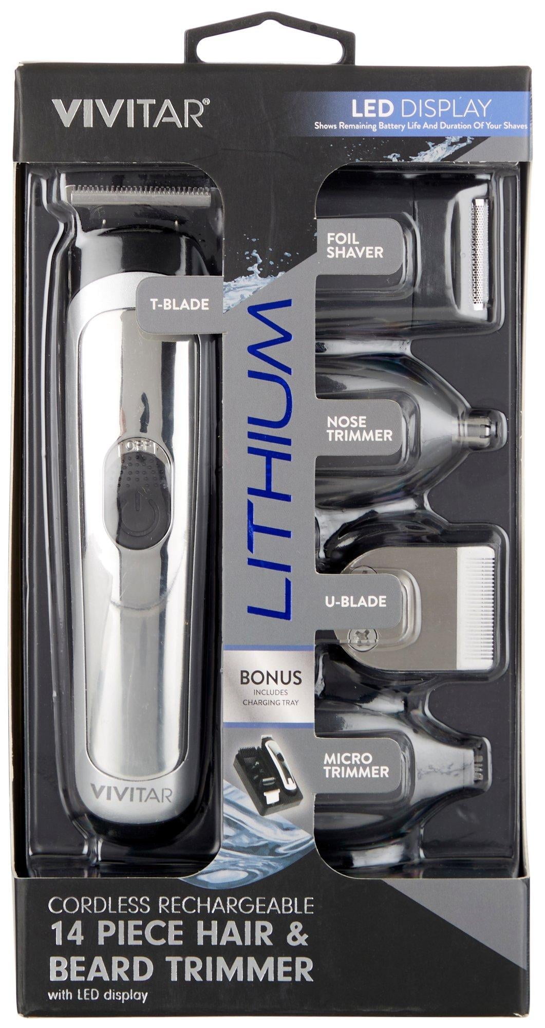 Vivitar LED Cordless Rechargeable 14-Pc. Trimmer One Size Black/silver
