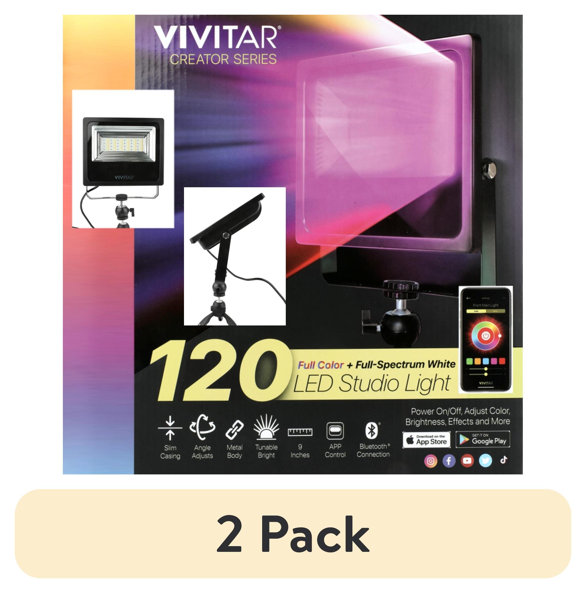 (2 pack) Vivitar LED OnCamera Studio Light with 120 LEDs, BuiltIn