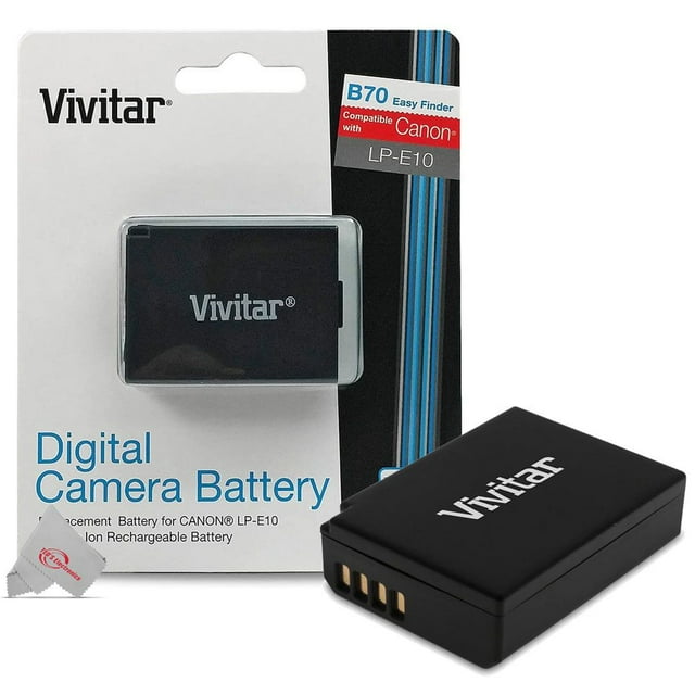 Vivitar LP E10 Replacement Battery & Charger for Canon EOS Rebel T7 T6 T5 100 4000D