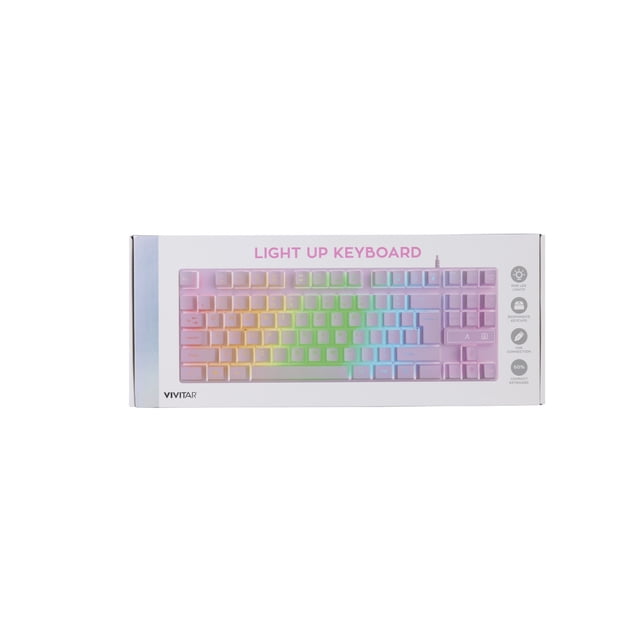 Vivitar Light Up Multi Color Backlighting USB Wired Keyboard, Purple