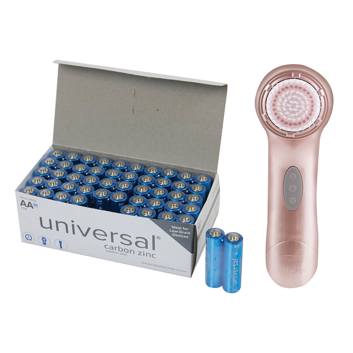 Vivitar PG7000RG Facial Power Brush (Rose Gold) & UPG AA 50 Pack