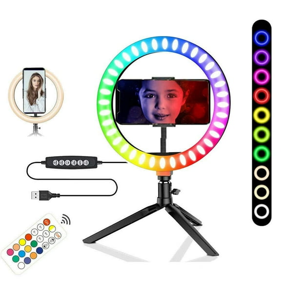 Vivitar RGB Full Color 8" LED Ring Light Kit Vlog Stream Make Up Essentials   nbnbnbj