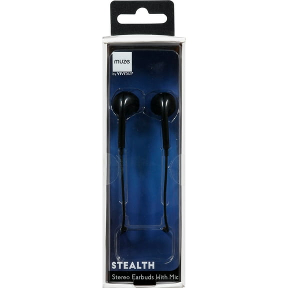 Vivitar Stereo In-Ear Headphones, Black, MUZ1003-BLK-OD