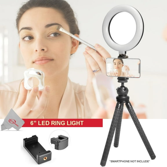 Vivitar Vlog Podcast 6 Inch LED Ring Light Dimmable Lamp for Smartphones/ Iphone