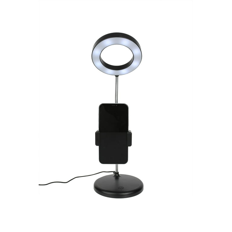 Vlogging Desk Lamp with LED Ring Light and Smart Phone Holder -