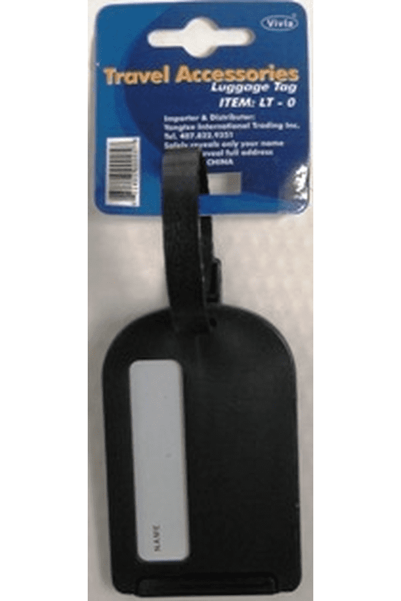Luggage Tag made of rigid hard plastic with adjustable hang strap,