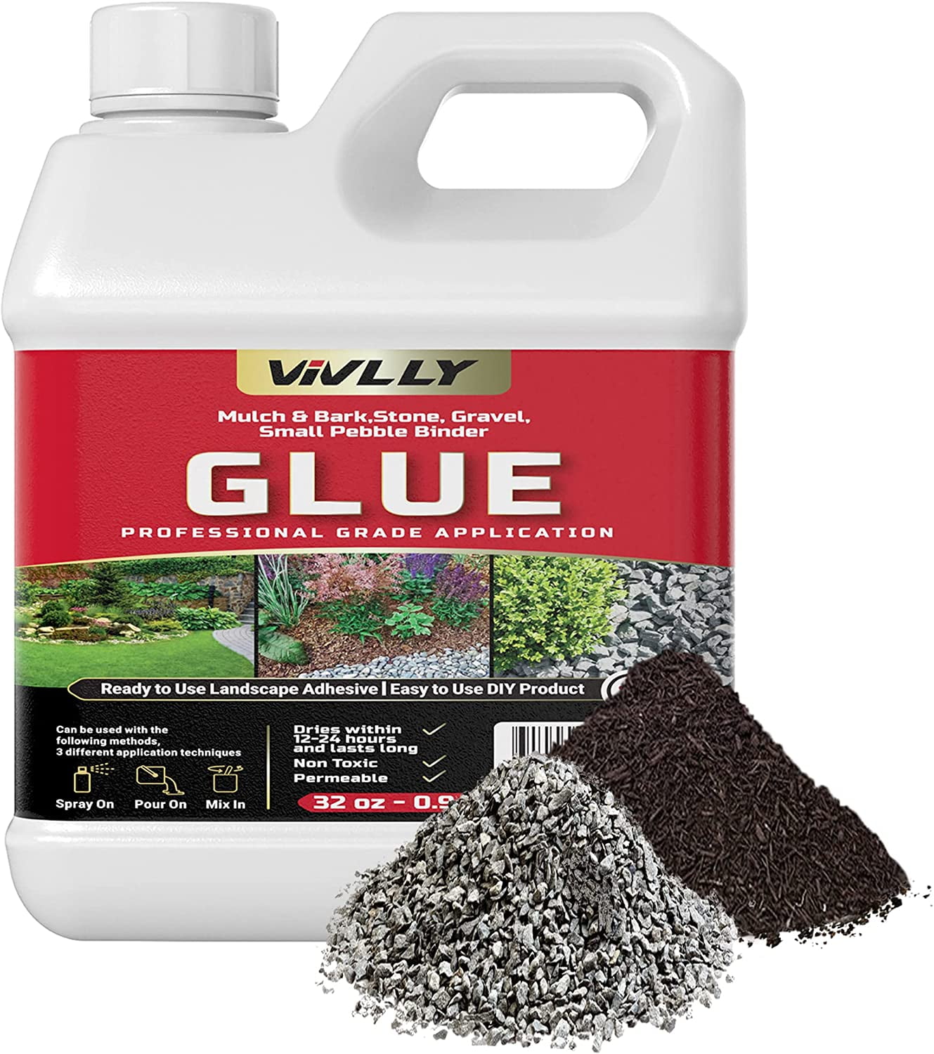 Vivlly Mulch and Bark, Stone, Gravel, Small Pebble Binder Glue! 32 oz