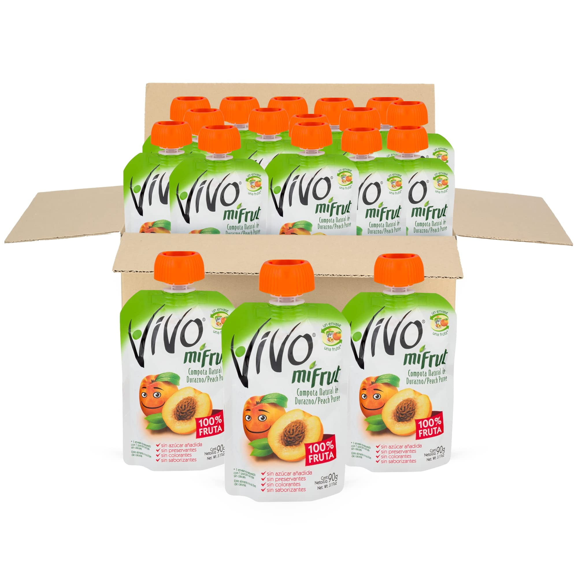 Vivo Mifrut Compota de Durazno / Peach Puree Pouch (18-Pack) - Walmart.com