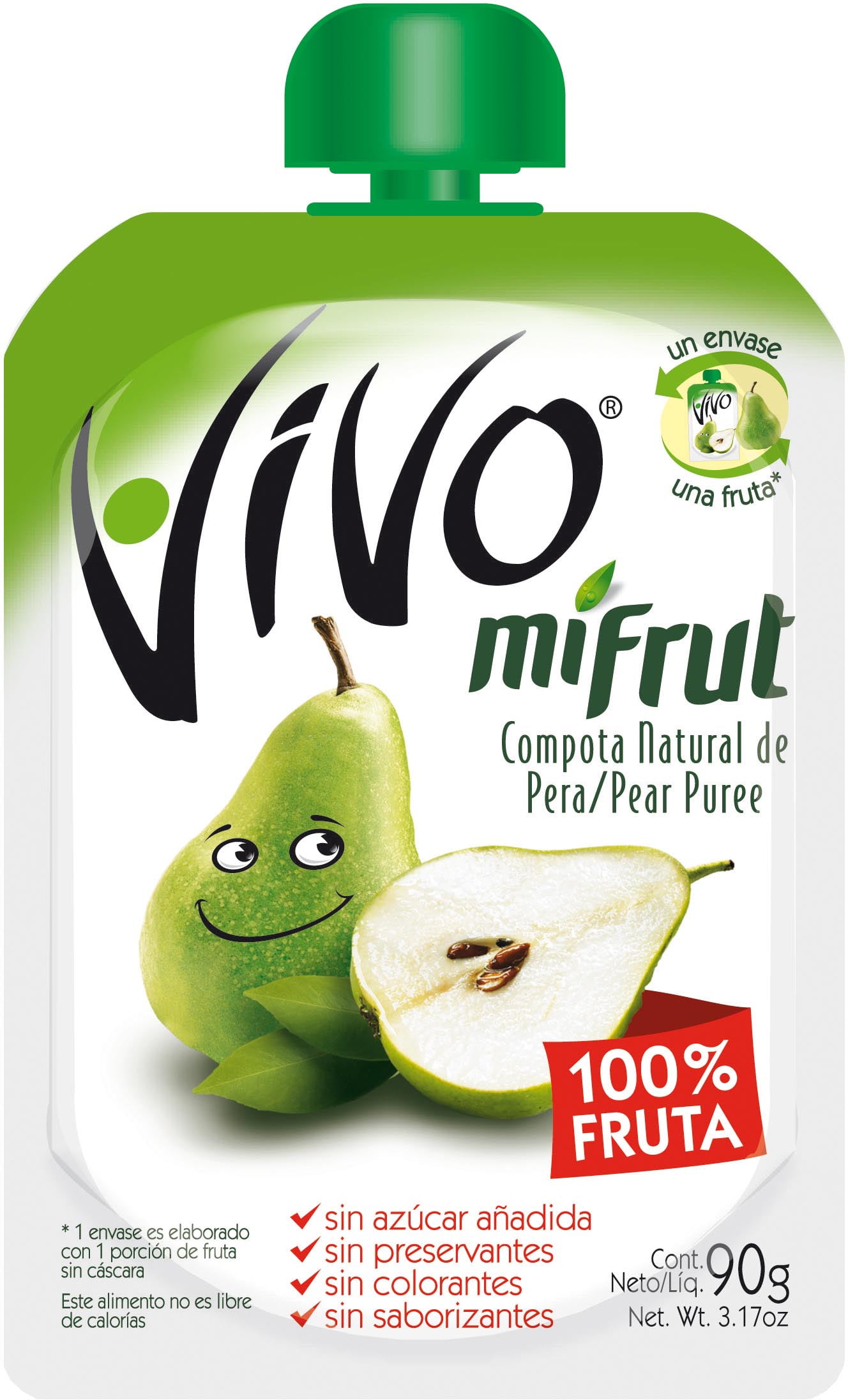 Vivo Mifrut Compota de Pera / Pear Puree Pouch (18-Pack)