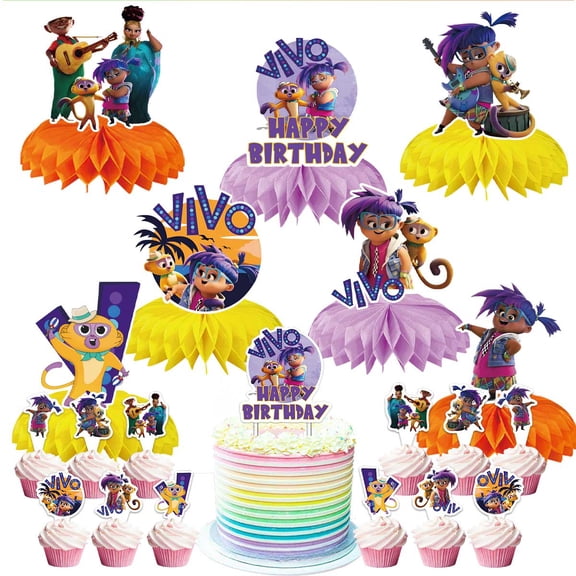 Vivo Monkey Party Decor Supplies Honeycomb Centerpieces Table Toppers Cake Toppers Decorations for Birthday