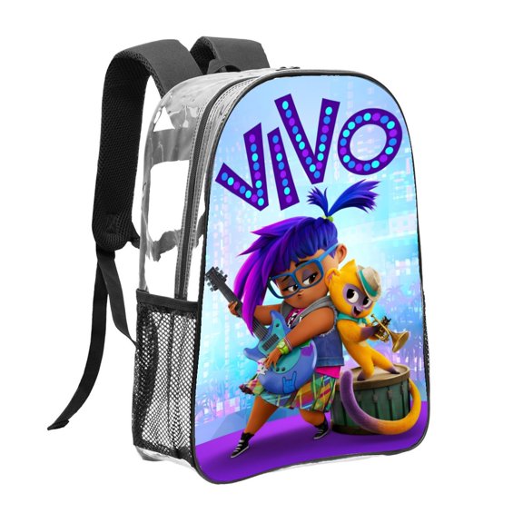 Vivo Monkey-theme Clear Backpack Heavy Duty Transparent Bag See Through Bookbag for Work, Sport, College, Travel12.2X16.9"(31X43cm)