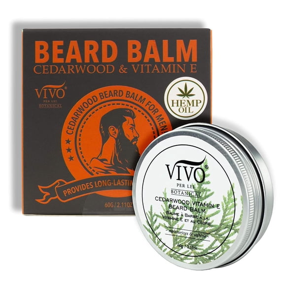Vivo Per Lei Cedarwood Beard Balm for Men - Beard Conditioner with Argan Oil, Olive Oil and Vitamin E - Beard Styling Balm for Soft Stylish Beards - 60 g/ 2.11 Oz
