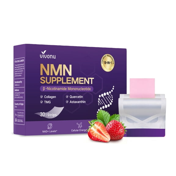 VivoNu NMN 18‑in‑1 Oral Dissolvable Strips, with Resveratrol, Astaxanthin, PQQ & CoQ10, Supports Cellular Energy & Antioxidant Wellness, 30 Strips