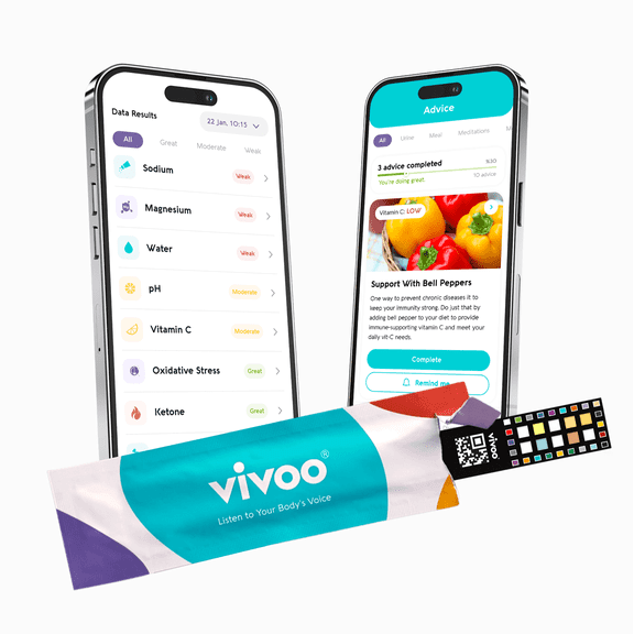 Vivoo 2.0 | Advanced Urine Test Strips with App | at Home Urine Test Strips for Keto Test, Calcium, Vitamin C, Proteins, Salinity, Hydration, and More | 6 Month / 24 Tests