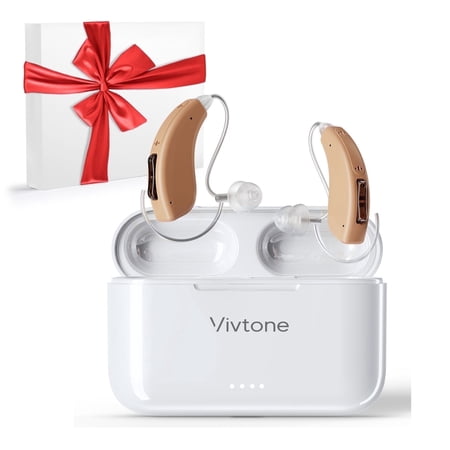 Vivtone Lucid508 OTC Hearing Aids for Seniors Adults, Rechargeable, Behind-the-Ear, Auto On/Off, Pair