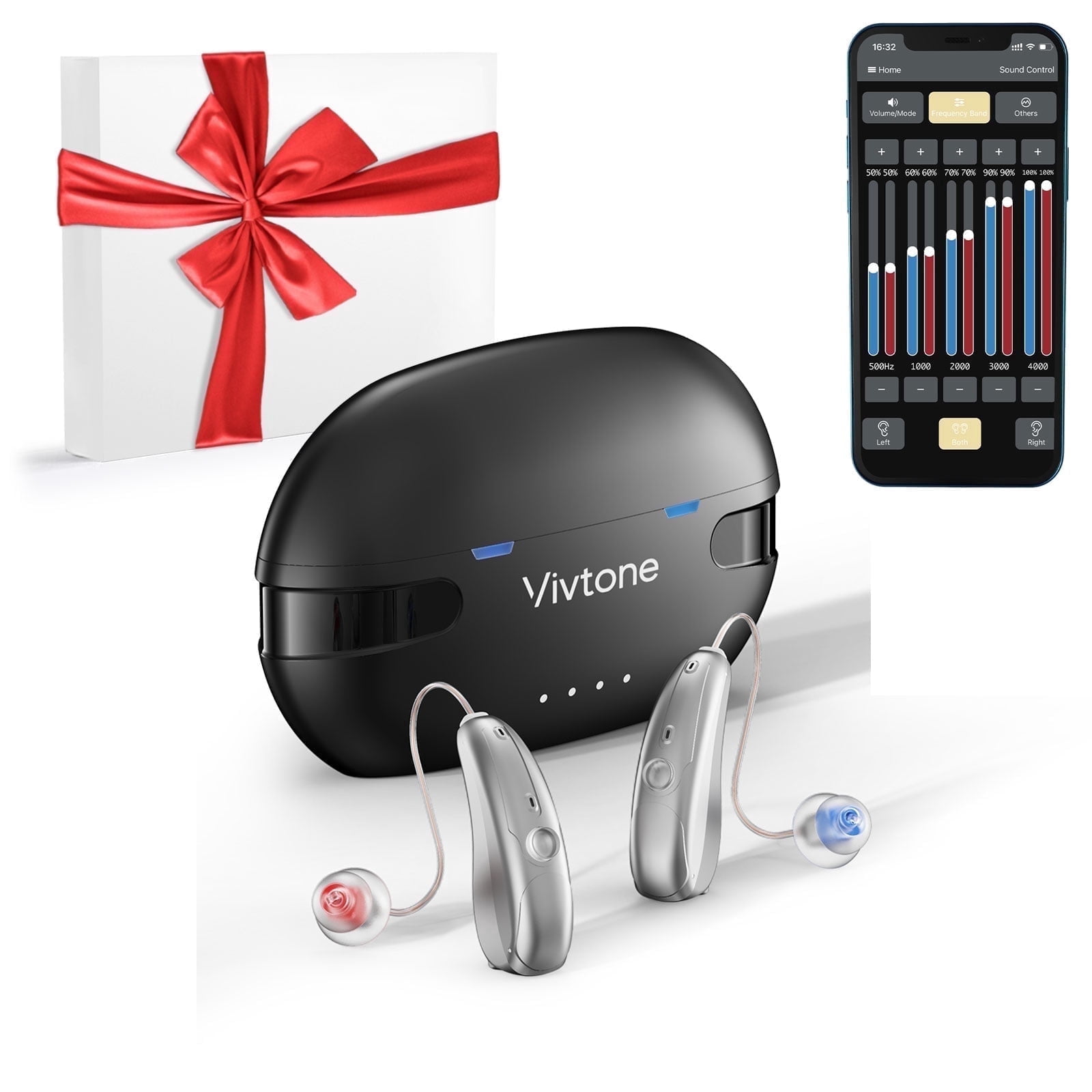 Vivtone Xpure Bluetooth Hearing Aids for Seniors, Rechargeable OTC Digital Hearing Aids with App Control, Pair