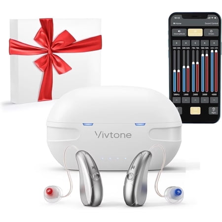 Vivtone Xpure Bluetooth Hearing Devices for Seniors & Adults, Rechargeable OTC with APP Control, Pair