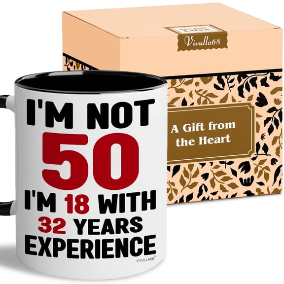 Vivulla68 50th Birthday Mug 11oz, 50th Birthday Gifts for Him - Funny Gift for Women, Men - Vintage 1976 Coffee Cup - Unique Present for Man, Woman, Mom, Dad - Turning 50 Idea, 50 Coffee Cup Y114
