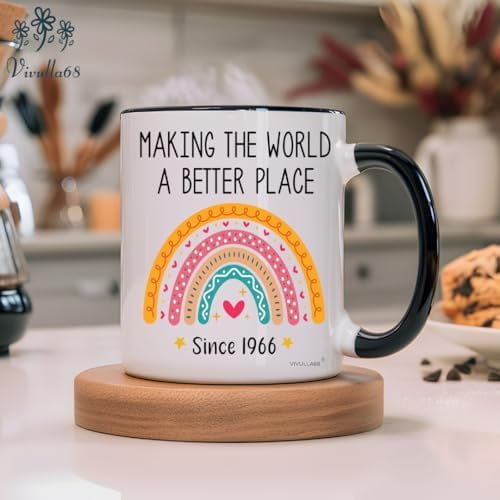 Vivulla68 Happy 60th Birthday Coffee Mug - Fabulous 60 Gifts for Women and Men, Funny Gag Present for Mom, Sister, Sixty Year Old Party Cup, Cool Drinking Mugs for Lady Turning 60 Year of Fabulous