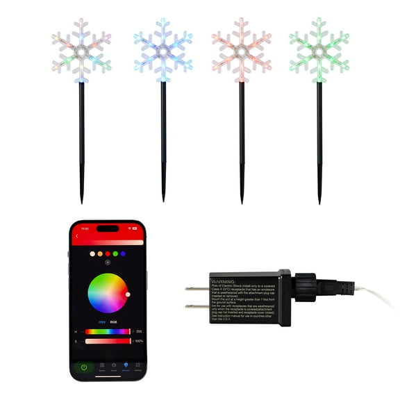 Vivvi App Based Snowflake Path Lights, 7.1" 48 LEDs