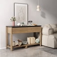 thumbnail image 1 of Vivvoo Marble Top Console Table with Drawers for Bedroom Entryway, 47 inch Tobacco Wood, 1 of 18