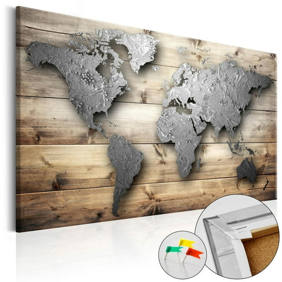 Vivyet Decorative Pinboard - Silver World [Cork Map]