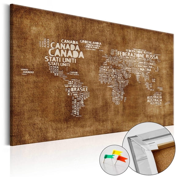 Vivyet Decorative Pinboard - The Lost Map [Cork Map - Italian Text]