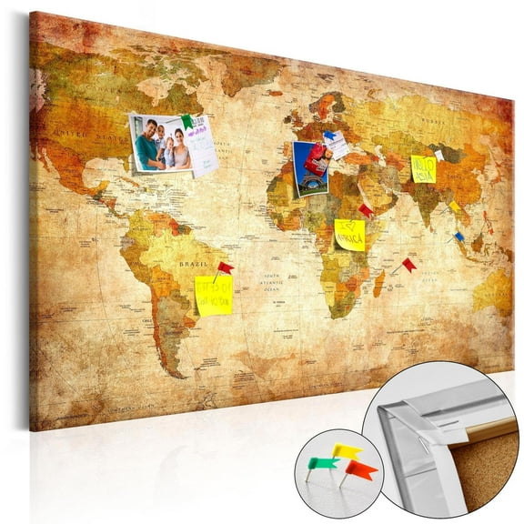 Vivyet Decorative Pinboard - World Map: Time Travel [Cork Map]