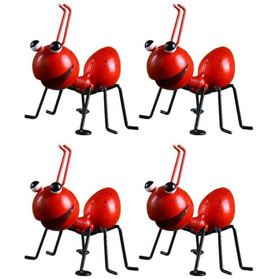 Viworld 1/2/4 Pieces Ant Garden Decor, Metal Ant Yard Wall Decor, Fence Hanging Decoration, Cute 3D Ant Wall Art, for Indoor, Outdoor, Tree, Patio(4PCS-Red)