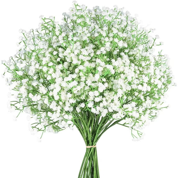 Viworld 10 Pcs Babys Breath Artificial Flowers, Gypsophila Real Touch Flowers for Wedding Party Home Garden Deco (White)