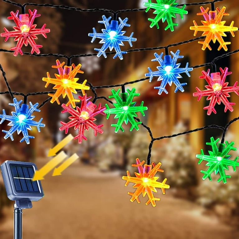 Viworld 100 LED Solar Christmas Lights Outdoor Multicolor Christmas Snowflake String Lights Solar Powered LED Fairy Lights Xmas Tree Snowflake Decor