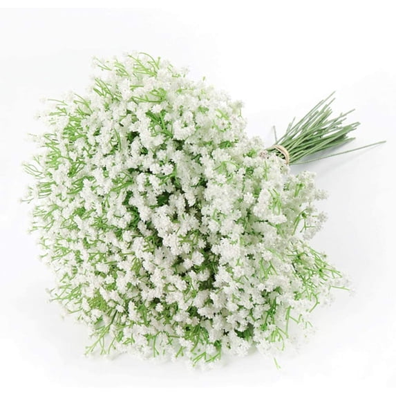 Viworld 10Pcs Artificial Baby Breath Gypsophila Flowers Bouquets Real Touch Flowers for Wedding Party DIY Wreath Floral Arrangement Home Decoration (White)