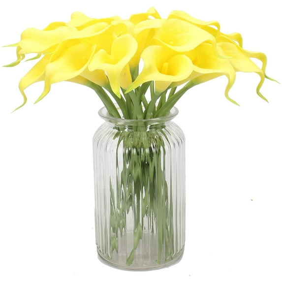 Viworld 10pcs Artificial Flower Calla Lily Fake Flowers Bridal Wedding Bouquet Lataex Real Touch Flower for Wedding Centerpieces Home Party Decor, Yellow