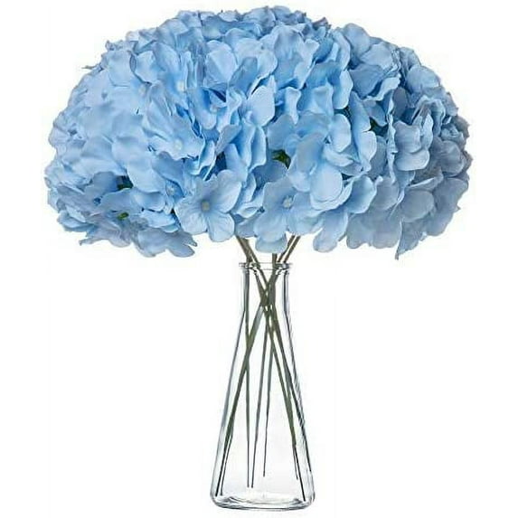 Viworld 10pcs Artificial Flowers Hydrangea Silk Fake Flowers Heads with Stems, Wedding Home Party Shop Baby Shower Bedroom Aesthetic Decor, Sky blue