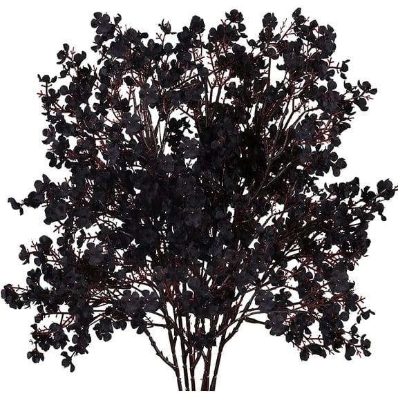 Viworld 12 Bundles Baby Breath Flowers Artificial Bulk Fake Gypsophila Bouquets Black Real Touch Silk Floral Arrangements for Table Centerpieces Wedding Home Farmhouse Party DIY Decor