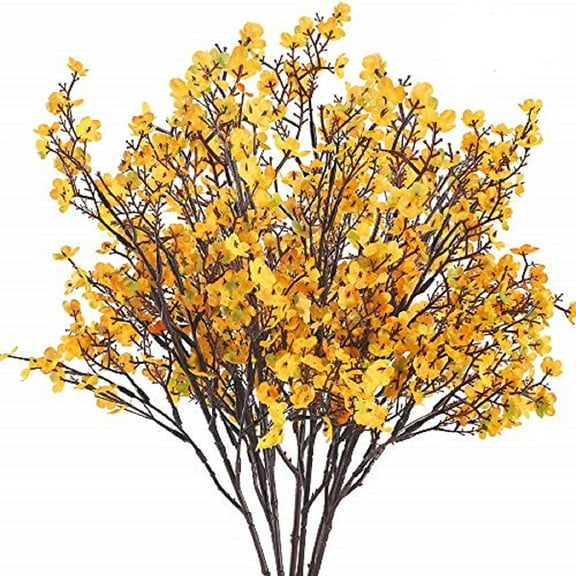 Viworld 12 Bundles Baby Breath Flowers Artificial Bulk Fake Gypsophila Bouquets Orange yellow Real Touch Silk Floral Arrangements for Table Centerpieces Wedding Home Farmhouse Party DIY Decor