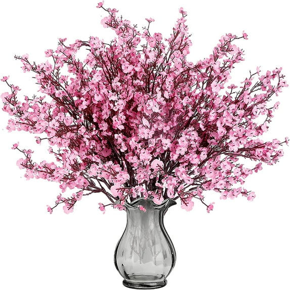Viworld 12 Pcs Babys Breath Artificial Flowers Gypsophila Bouquets Bulk Real Touch Fake Silk Flowers for Home Halloween Wedding DIY Floral Arrangement Table Centerpiece Festival Decoration (Pink)