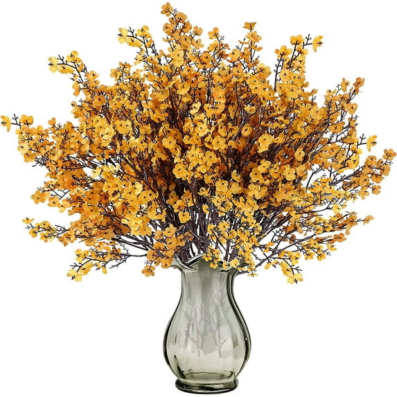 Viworld 12 Pcs Babys Breath Artificial Flowers Gypsophila Bouquets Bulk Real Touch Fake Silk Flowers for Home Halloween Wedding DIY Floral Arrangement Table Centerpiece Festival Decoration (Orange)