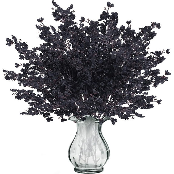 Viworld 12 Pcs Babys Breath Artificial Flowers Gypsophila Bouquets Bulk Real Touch Fake Silk Flowers for Home Halloween Wedding DIY Floral Arrangement Table Centerpiece Festival Decoration (Black)