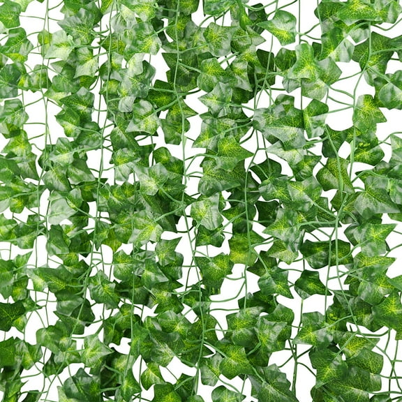Viworld 12 Strands Artificial Ivy Fake Vines Plants Hanging Garland for Home Kitchen Garden Wall Wedding Party Decoration, 84 Ft, Green