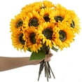thumbnail image 1 of Viworld 12PCS Artificial Sunflowers Flowers Silk Fall Sunflower Vintage Sunflowers Decorations for Home Wedding Party Decor(Gold), 1 of 7