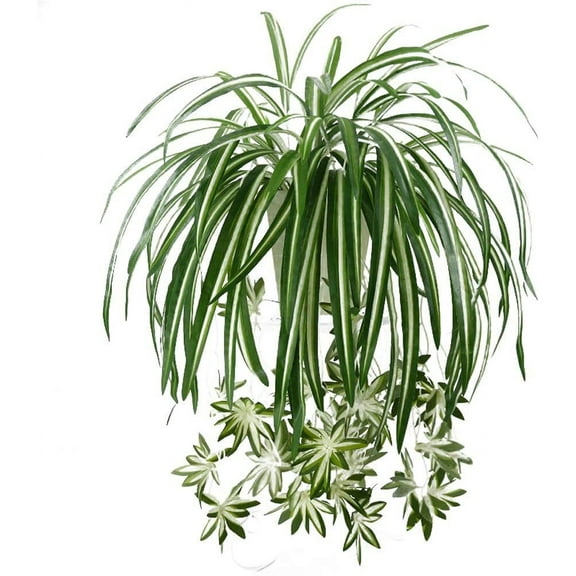 Viworld 1Pc Artificial Chlorophytum Flowers, Faux Flowers Spider Plant Fake Greenery Plant Hanging Basket Ivy Green Leaves Wall Hanging Plants for Home Garden Office Wedding Decoration
