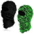 thumbnail image 1 of Viworld 2 Pack Distressed Balaclava Ski Mask Full Face Knitted Balaclava Windproof Cool Ski Mask for Cold Weather, Black, Black Green, 1 of 6