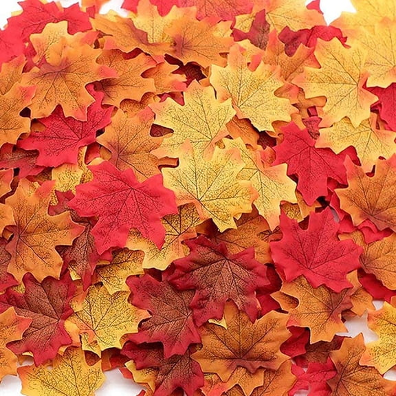Viworld 200Pcs Mixed Artificial Leaves Assorted Fall Maple Leaf Multicolor Autumn Fall Leaves for Weddings,Christmas Party,Events and Decorating