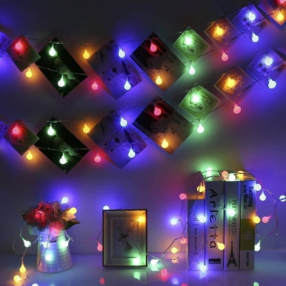 Viworld 20ft 40 LED Globe Ball String Lights, Battery Powered Fairy String Lights Decoration for Party Wedding Christmas Home Garden, Multicolor