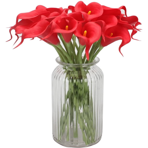 Viworld 20pcs Artificial Flower Calla Lily Fake Flowers Bridal Wedding Bouquet Lataex Real Touch Flower for Wedding Centerpieces Home Party Decor, Red