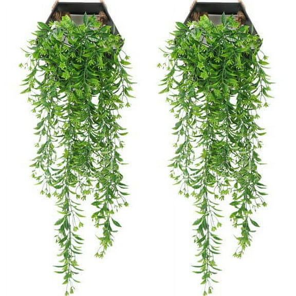 Viworld 2PCS Artificial Flowers Silk Fake Ivy Leaves Hanging Vine Ivy Plants Leaf Garland for Wedding Party Garden Home Wall Decor（Green）