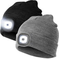 thumbnail image 1 of Viworld 2Pack LED Lighted Beanie Hat, USB Rechargeable Winter Warm Knitted Hat with Headlamp for Men Women Outdoor Sport, Black & Gray, 1 of 8