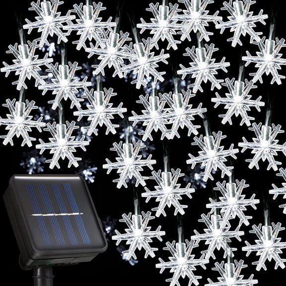Viworld 30 LED Solar Snowflake Lights Christmas String Lights 21.3 Feet Waterproof 8 Modes Solar Powered Fairy Lights for Wedding Party Garden Bedroom Outdoor Indoor Christmas Decoration